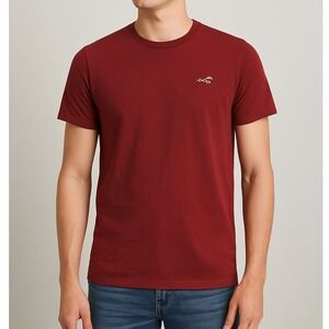 Hollister Must Have Collection Burgundy Short Sleeve Crew Neck T Shirt